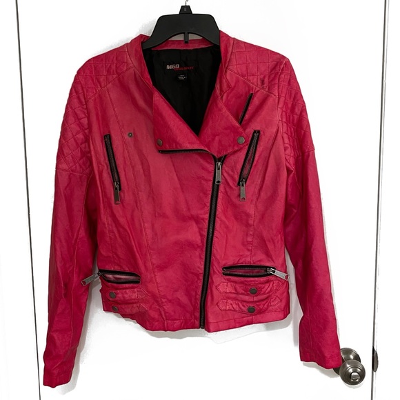 Miss Sixty Jackets & Blazers - Miss Sixty M60 Hot Pink Vegan Leather Moto Jacket